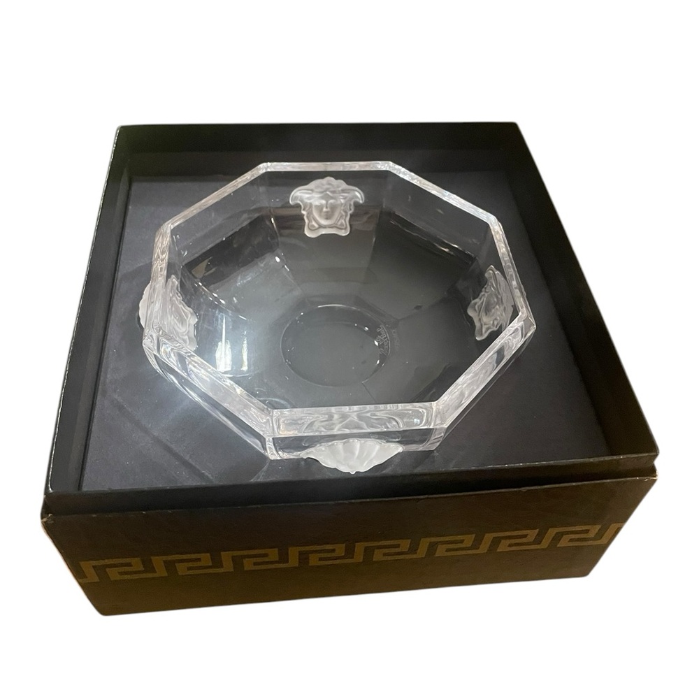VERSACE BY ROSENTHAL CANDY JEWELRY DISH TREASURY 5” CLEAR GLASS IN ORIGINAL BOX